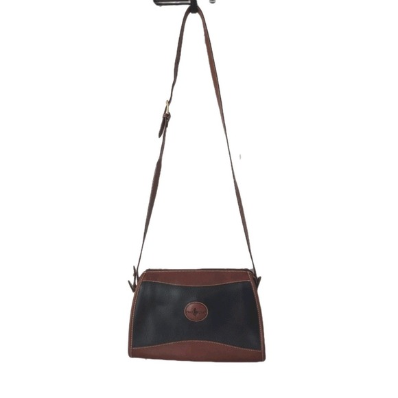 Hunt Club Handbags - Hunt Club Vintage Leather Shoulder Crossbody Bag Purse Black and Brown